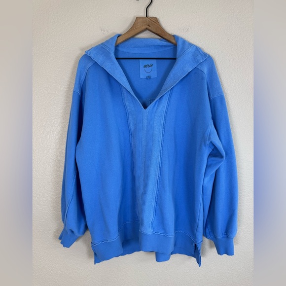 Aerie Starry Skies Open Neck Oversized Sweatshirt Blue Small $65 - Picture 5 of 15